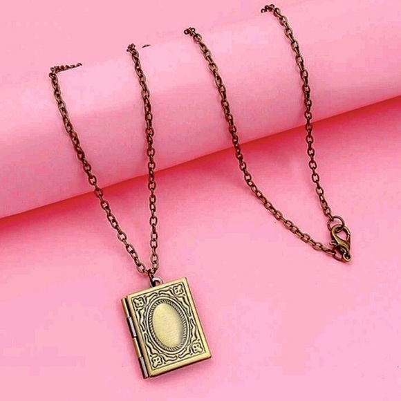 Book Charm Locket Necklace - Picture 3 of 5
